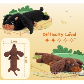 Crochet Set for Beginners, Crochet Kit for Beginners, Animals, Crochet Set, Dachshund Dog Crochet Set with Yarn Hooks, Needles for Step Video Crochet Learning for Adults Children Learning Knitting