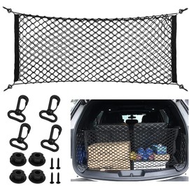 YFFSFDC Cargo Net, Trunk Net, Luggage Net, 2 Layers, Multi-functional, Storage Net, Strong Elasticity, Prevents Cargo Falling, Easy Installation, Expanding Storage Space, Suitable for SUVs, Car Models, Etc. (43.3 x 15.7 inches (110 x 40 cm)