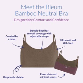 Bleum Neutral Bra - Training & First Bra - Ultra Soft Cotton Fabric Reversible Bra for Teens (18, Chocolate-Rose)