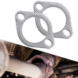 QODOLSI 2 PCS Car Exhaust Pipe Interface Gasket, 2-Bolt 2.5" ID Exhaust Pipe Clamp Flange High Temperature and High Pressure Resistant Sealing Pad, Silencer Joint Gasket, for Most Car Models (Silver)