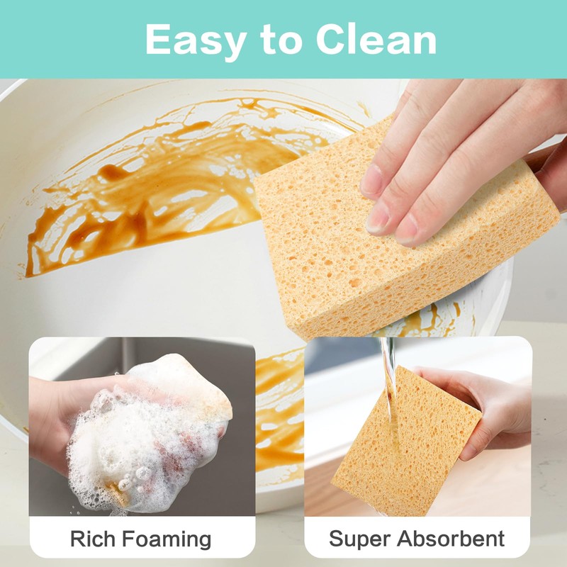 Extra Large Dish Sponges Kitchen for Cleaning, Natural Cellulose Sponges