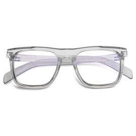 Gleyemor Blue Light Glasses for Men Women Trendy Square Frame Blue Light Blocking Lens Computer Glasses (Light Grey)
