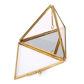 Hipiwe Jewelry Ring Display Holder - Glass Ring Holder Geometric Glass Ring Jewelry Box Wedding Ring Bearer Gift Box Hanging Prism Ring Stand Proposal Ring Display Case (Triangular pyramid)