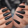 Black Extra Long Stiletto False Nails Matte Full Cover Solid