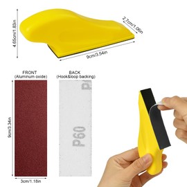 URAQT Sandpaper, 76 pieces sandpaper with hand sanding block, sanding sheets, for automotive sanding finishing, multiple granularity 120/240/600/800/1000/1200/1500/2000/3000/5000
