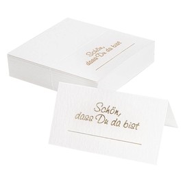 Place Cards "Schön, dass du da bist" | 10 cm x 9 cm | Textured Cardboard 300 g/m² | Pack of 50