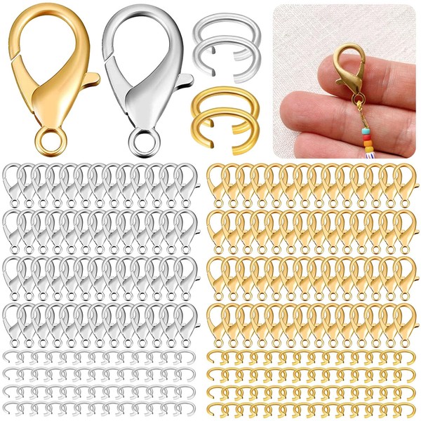 Pack of 360 Jump Rings for Jewellery Making, Lobster Clasp