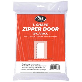 L-Zip Polythene Dust Sheet Door Cover | Protective Plastic DIY Screen Barrier for Painting Decorating | Masking Tape Included!