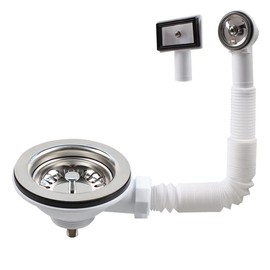 Talea 304 Stainless Steel 5.5 cm Long Screw Kitchen Sink 114 mm Bowl Type Drain Strainer with Overflow 2 Types Overflow XK186GE