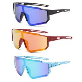 Youth Polarized Sports Sunglasses 3 Pack UV400 Protection Baseball, Cycling, Running Goggles for Boys & Girls