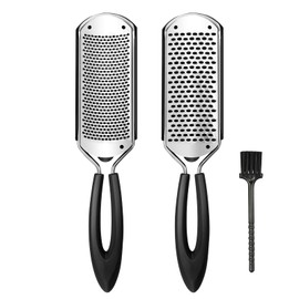 GazePlus 2 Pack Colossal Foot Rasp Scraper 1 Big Hole & 1 Small Hole, Detachable Professional Pedicure Tool Stainless Steel Dead Skin Remover Foot Scrubber Heels Repair for Dry and Wet Feet
