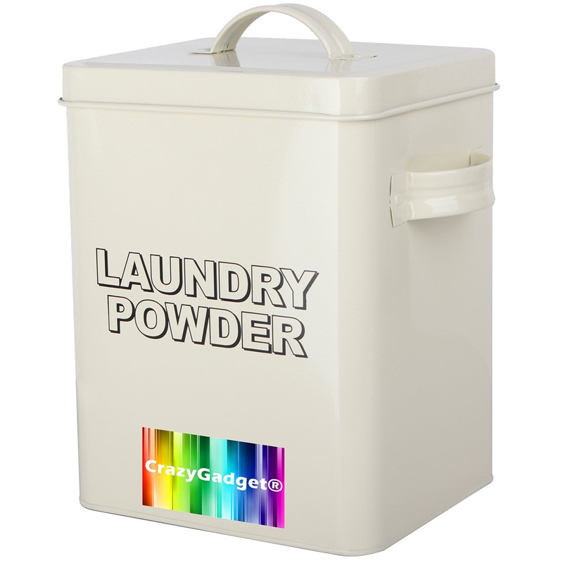 CrazyGadget® Vintage Classic Retro Laundry Washing Powder Metal Storage Box