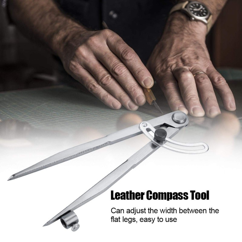 Akozon Leather Compass 200 mm Wing Leather Divider Rotating Tool