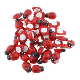 E-outstanding 100-Pack Wooden Ladybug Stickers 3D Micro Red Ladybird Flatback Self-Adhesive Stickers DIY Wedding Scrapbook Craft