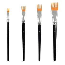 4Pcs Comb Artist Brush Set, Rake Brushes for Painting with Birch Wood Handle, Paintbrush for Acrylic Paint, Textured Art Paintbrush Sets for Greeting Cards & DIY Crafts