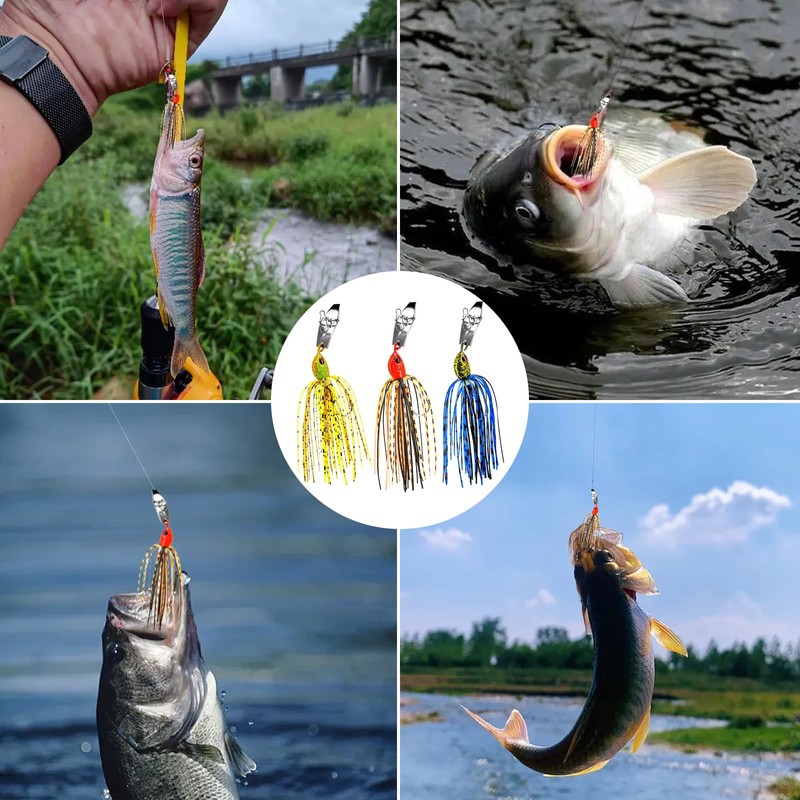 VZU Chatterbait Pike Bait Set, Pre-Assembled Rubber Bait, Sinking Predator