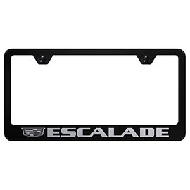 Au-TOMOTIVE GOLD Laser Etched Logo Stainless Steel License Plate Frame for Cadilac Escalade (Black)