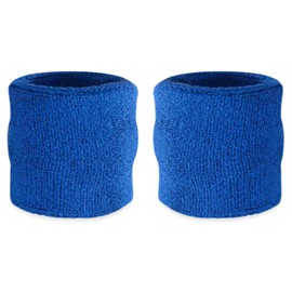 Suddora Wrist Sweatbands - Athletic Cotton Terry Cloth Wrist Bands for Basketball, Tennis, Football, Baseball (Pair) (Blue)