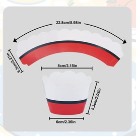 SAVITA 24pcs Cartoon Themed Cupcake Wrappers, Red White Paper Baking Holders for Muffins Cakes Desserts Cartoon Animation Birthday Party Supplies