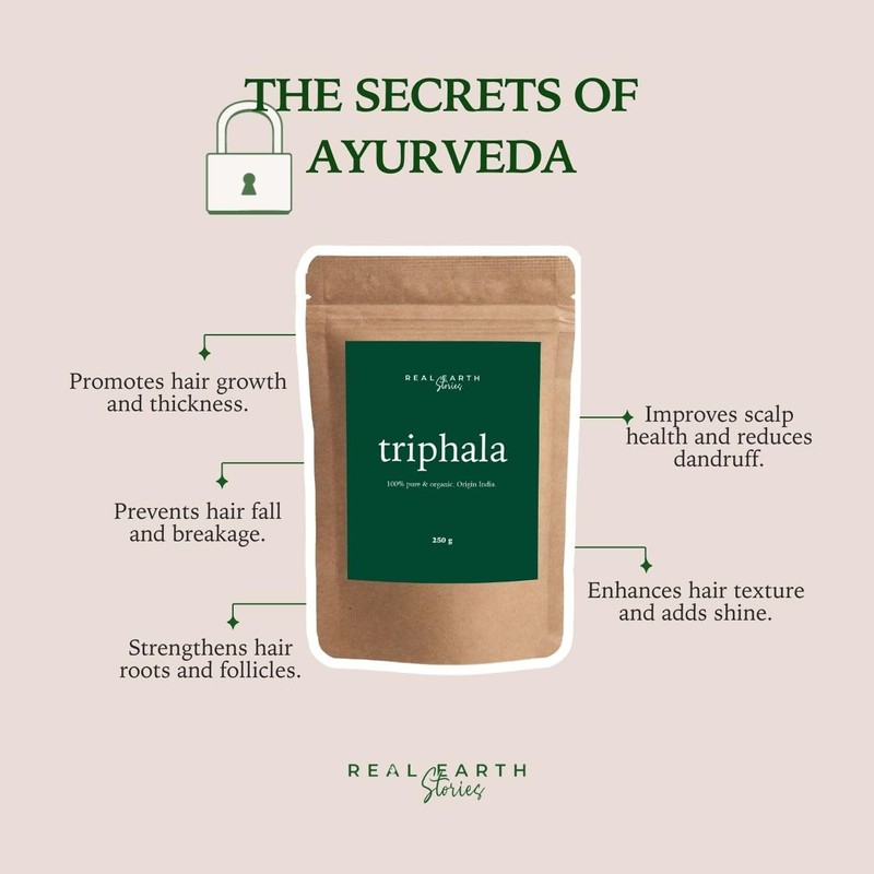 Real Earth Triphala Organic Powder 250g - Amalaki, Haritaki, Bibhitaki