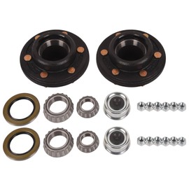 TOPAZ 2Pcs 6 on 5.5" Trailer Hub Drum Kits Idler Hub Kits for 6,000lbs Axle, 25580 15123 Inner & Outer Cone Bearings