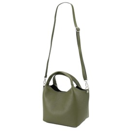 SH Leder Sophia G684 Women's Genuine Leather Handbag with Shoulder Strap and Inner Pocket Elegant Handbag Crossbody Bag for Everyday and Office 28 x 18 cm, olive green, L