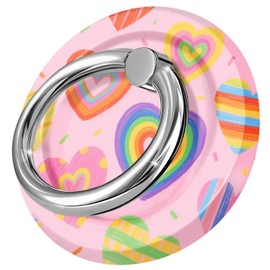 ZypopZy Compatible with MagSafe Phone Ring Holder - Cute Magnetic Phone Grip Stand, Adjustable & Removable Ring Holder for Smartphone and Tablets, Colorful Hearts