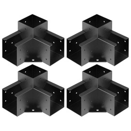 Pergola Brackets for 4x4 (3.5inchx3.5inch) Wood Posts, Pergola Hardware Kit, 3-Way Right Angle Corner Bracket Elevated Wood Stand Kit Outdoor Pergola and Gazebos Powder-Coated Kit