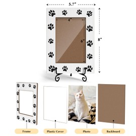 GOODBANER Pet Photo Frame, Dog Cat Picture Frame, Cat Frames for Pictures, Dog Cat Gifts for Dog Cat Mom Gifts, Pet Memorial Gifts for Dogs Cats Lover Gifts Wooden Dog Cat Photo Frame 4x6 Photo /13