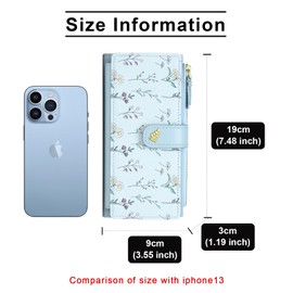 BAYITIONE Womens Wallet Leather Long Bifold Zipper Slim Flower Wallet for Women Coin Clutch Purse with ID Window