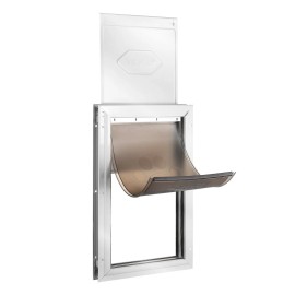 16.65x27.44 Aluminum Frame Pet Door Lock Flap System Weatherproof Doggy Door Easy Installation Interior Exterior Security DoorDefault: Default