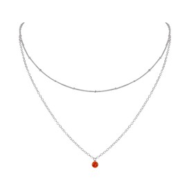 Carnelian Layered Choker in Stainless Steel