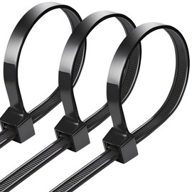 Cable Ties, Black, 350 mm x 8 mm, Cable Ties, UV Resistant, Ultra Strong with 75 kg Tensile Strength, Pack of 100, Black Cable Ties, Self-Locking for Cable Management, Gardening, Living, Workshops