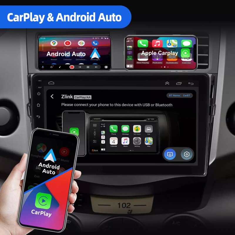 ESSGOO For Toyota RAV4 2007 2008-2012 9'' Android 14 Car