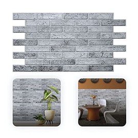 Smart Profile â 3D Wall Panels for Interior Wall Decor Non-Adhesive Thin and Elastic PVC Gray Faux Brick Wall Panels 10 Pack(53 sq ft) Wall Covering Panels for Home and Office â Size (38.2 x 19.3) in