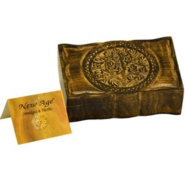 New Age Smudges and Herbs Wood Box Tree of Life 9" L X 6" W