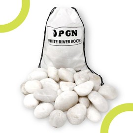 PGN White River Rocks for Plants - 40 Pounds - White Rocks with Smooth, Polished Surfaces - 1-3 Inch Stones for Planters, Aquarium Decorations, Vase, Fireplace, Landscaping, Outdoor Decor