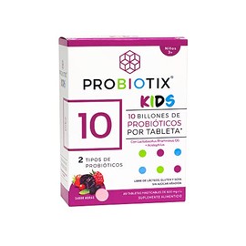 PROBIOTIX KIDS, 10 Billones de Probióticos, Tabletas Masticables Sabor Moras, Equilibra el Sistema Digestivo