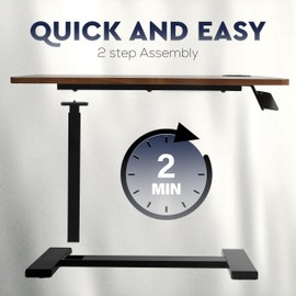 Sevatrx Pneumatic Adjustable Bedside Table, Compact Rolling Laptop Table with 360° Hidden Casters and Built-in Cup Holder, Medical Mobile Bed Desk for Home & Hospital Use