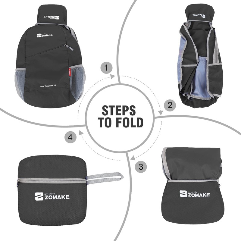 ZOMAKE Foldable Backpack Lightweight Rucksack 20L,Ultra Packable Small Backpacks Water