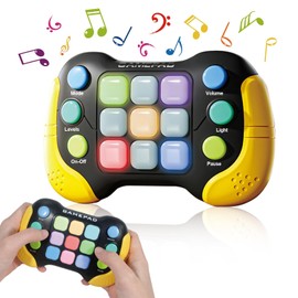 Electronic pop-up Game Lights up Play Sense Fidget Toys, Handheld Games for Children Adults, Push Button gamepads Press Push Games, 5 Modes of Newly Upgraded Stress Relief Party Toy Gifts Yellow