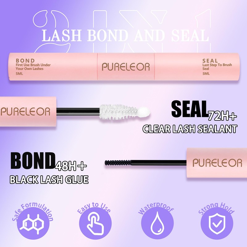 PURELEOR Cluster Lashes Kit Including Bond and Seal Remover DIY