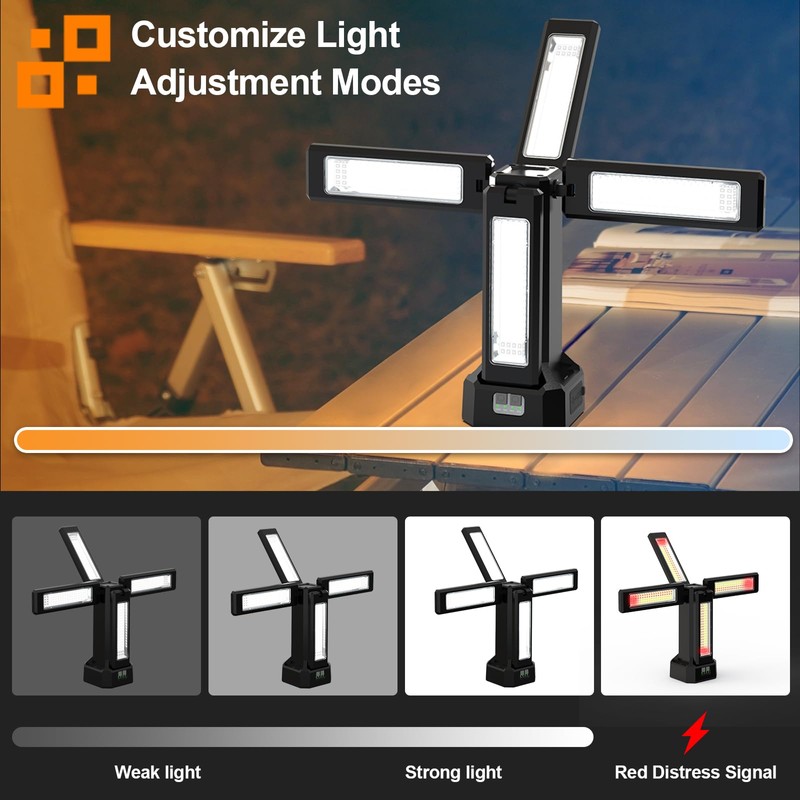 13200mAh Rechargeable Solar Work Light with Folding Stand and Carrying