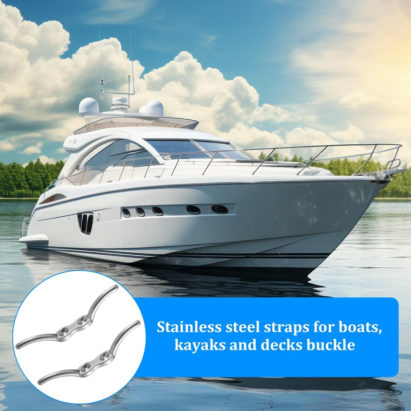 2 Pcs Marine Hardware Rope Cleat, 4 Inch Stainless Steel