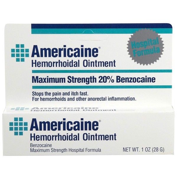 Americaine Hemorrhoidal Ointment Maximum Strength 20% Benzocaine 1 oz (Pack of 5)