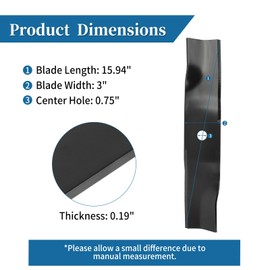 02005020-0637 Mower Blade for Cub Cad et MTD 44 Inch Mower Deck - High Lift Blade Compatible with Cub Cad et Enforcer 44, Z-Force 15 18 44 Zero Turn Rider, Replace 01008616 02005020 325-294 - 3 Pack