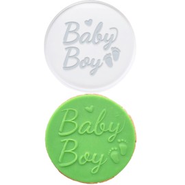 Birthday Shower Fondant Stamp Embosser, Premium 3D Raised Design Cookie Stamp Clear Round Fondant Stamp for Cupcakes Cookies Biscuits Sugarpaste Fondant Topper Cookie Debosser