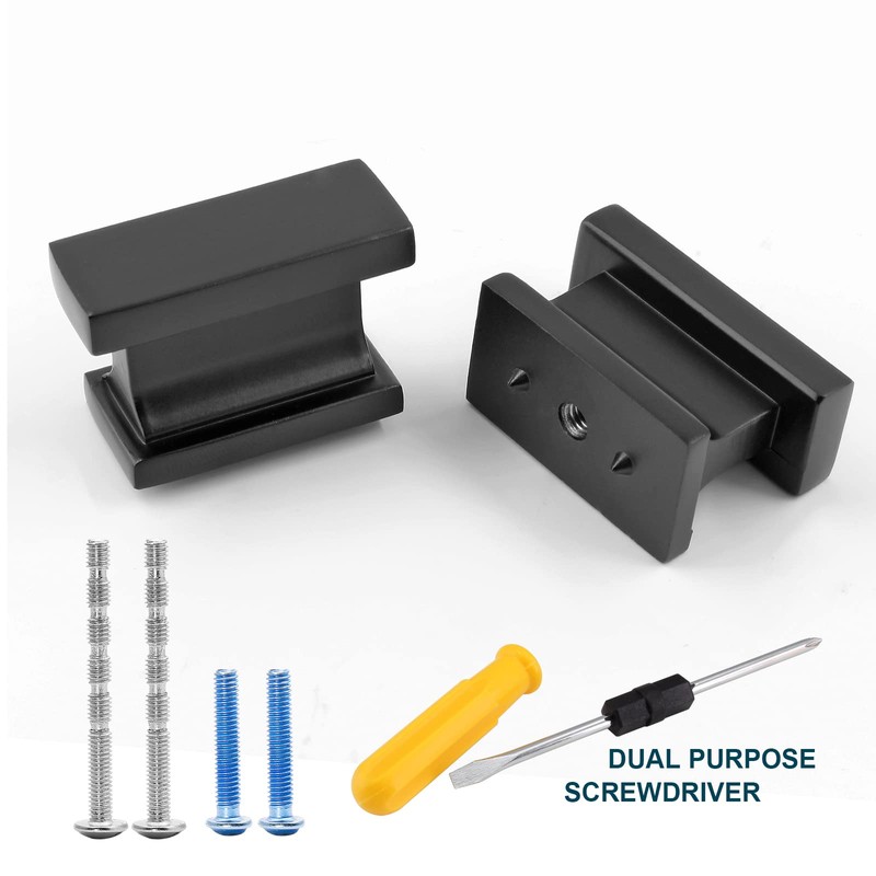 Cionyce 5 Pack Matte Black Rectangle Cabinet Knobs, Classic Dresser