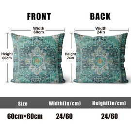 XPHZZL Cushion Covers 60cm x 60cm Set of 2 Soft Decorative Square Throw Pillow Case Boho Pillowcases for Sofa Bedroom Outdoor Home Office Car Decor with Invisible Zipper 24 x 24 Inch- Teal/Multi