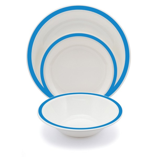 Harfield Blue Duo Polycarbonate Plastic Dining Set Reusable Virtually Unbreakable